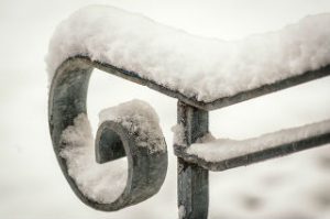 handrail with snow